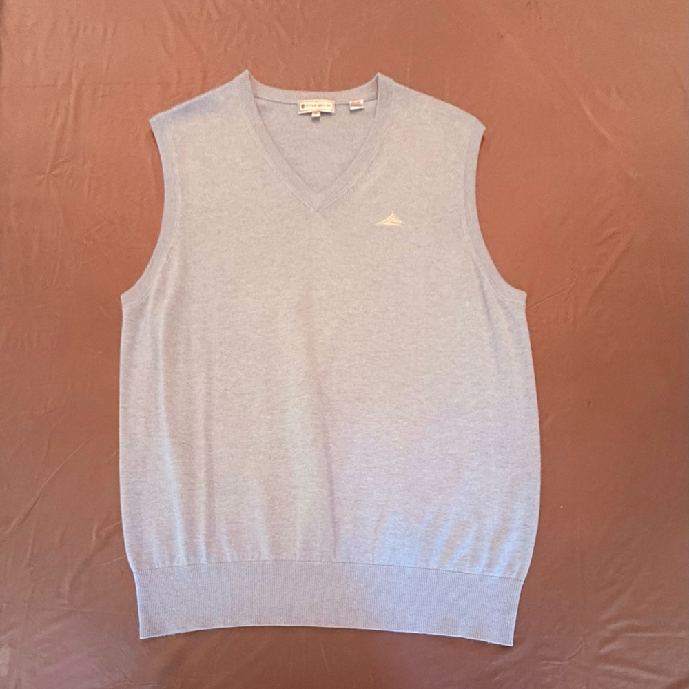 NWOT Peter Miller Silk/Cashmere Blue/Grey Golf Sweater Vest Large MSRP $225 - Picture 2 of 8